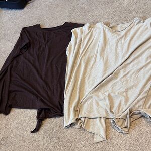 Balance Athletica Short Sleeve Tees - Brown and beige size medium tie back